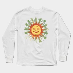 Retro smiling sun illustration Long Sleeve T-Shirt